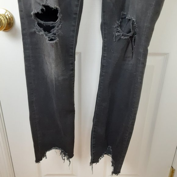 H&M Destroyed Black Jeans &Denim Size 36 - Picture 2 of 9